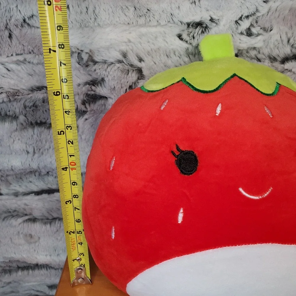 Smiling Squishy Plush Strawberry Fruit Emoji Pillow Unbranded